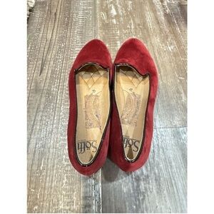 Sofft Women's Ruby Red Belden Velvet Flat Shoes Slip On Slippers Women’s Size 7
